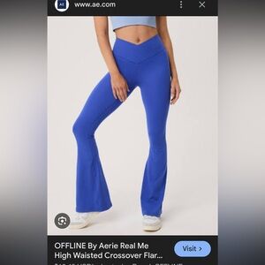 OFFLINE By Aerie Real Me High Waisted Crossover Flare Leggings Blue S